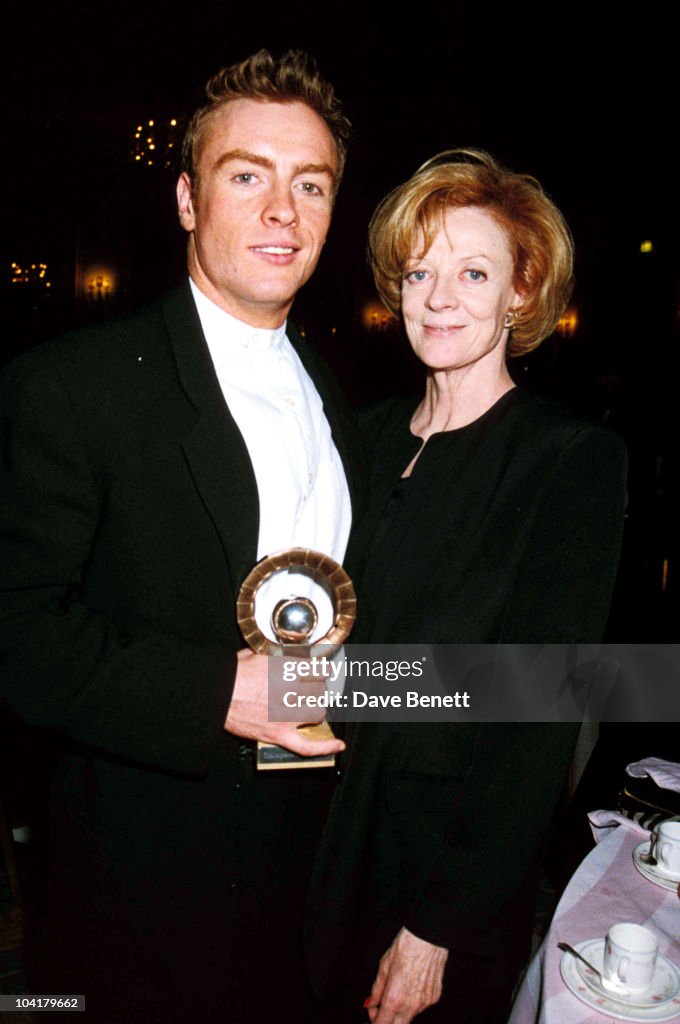 Maggie Smith And Son Toby Stephens At The Shakespeare Globe Awards At The Savoy Hotel , London, Maggiesmithretro