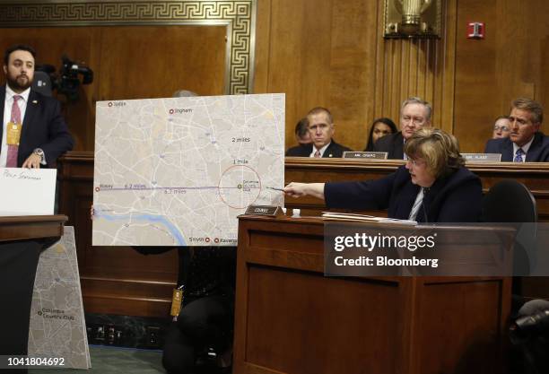 Rachel Mitchell, a Republican prosecutor from Arizona, questions Christine Blasey Ford, not pictured, during a Senate Judiciary Committee hearing in...