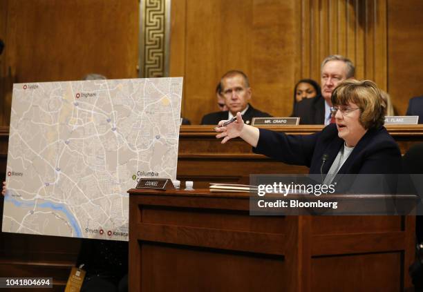 Rachel Mitchell, a Republican prosecutor from Arizona, questions Christine Blasey Ford, not pictured, during a Senate Judiciary Committee hearing in...