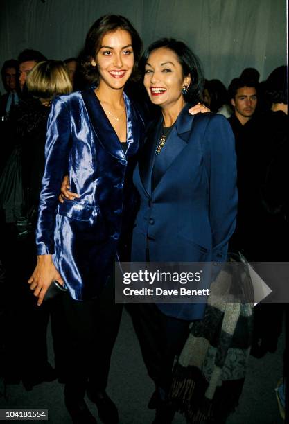 Shakira Caine and daughter Natasha Caine attend the Smirnoff Fashion Awards at the Business Design Center in November 1997 in London, England....