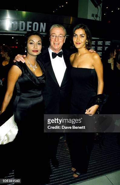 Michael Caine poses with wife Shakira Caine and daughter Natasha Caine at the "Little Voice" Gala Screening during the 42nd London Film Festival at...