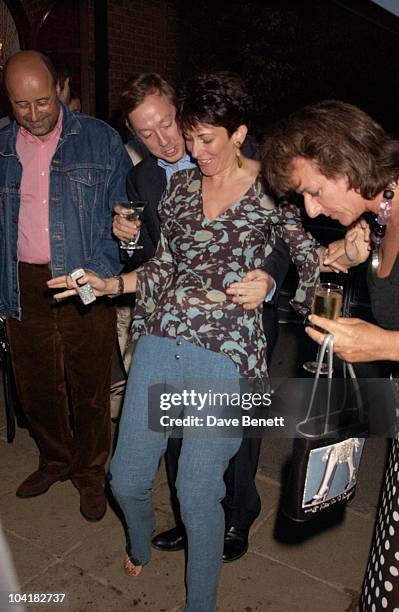 Geordie Greig and Ghislaine Maxwell attend Tatler's 100 Most Invited Party 2003, At The Belvedere Restaurant In Holland Park, London