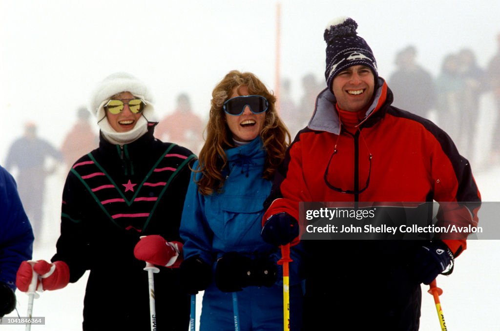 Charles, Diana, Andrew and Sarah Skiing