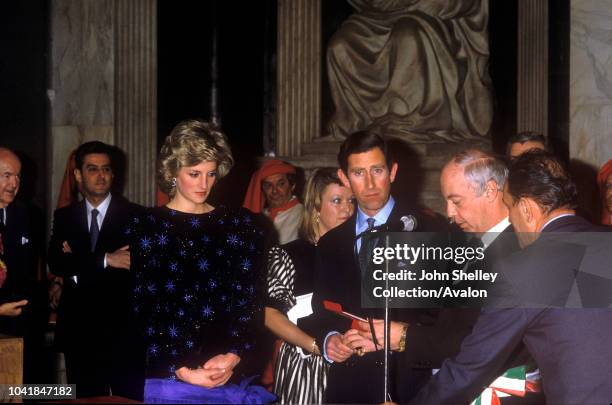 Prince Charles, Prince of Wales, and Diana, Princess of Wales, visit Italy, Florence, Diana is wearing an outfit by designer Jacques Azagury, 23rd...