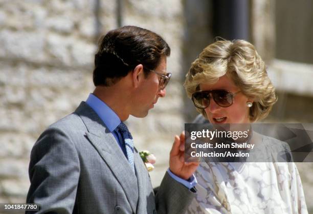 Prince Charles, Prince of Wales, and Diana, Princess of Wales, visit Molfetta during their tour of Italy, Diana is wearing a suit by Jasper Conran,...