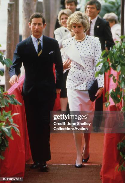 Prince Charles, Prince of Wales, and Diana, Princess of Wales, visit Venice during their trip to Italy, 4th May 1985.