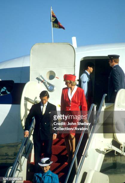 Prince Charles, Prince of Wales, and Diana, Princess of Wales, visit Washington DC, Arriving in Washington, 9th November 1985.