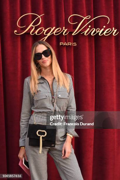 Manon Durst attends the Roger Vivier Presentation Spring/Summer 2019 during Paris Fashion Week on September 27, 2018 in Paris, France.