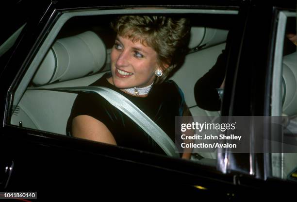 Diana, Princess of Wales, arrives at the National Portrait Gallery, London, 21st March 1995.