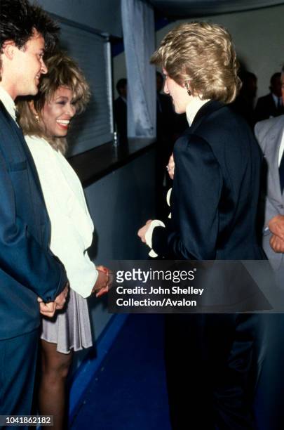Diana, Princess of Wales, Paul Young and Tina Turner, The Prince's Trust Concert, Wembley, 30th September 1986.