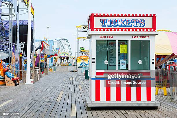 ticket booth on boardwalk at seaside heights, new jersey - traveling carnival stock pictures, royalty-free photos & images