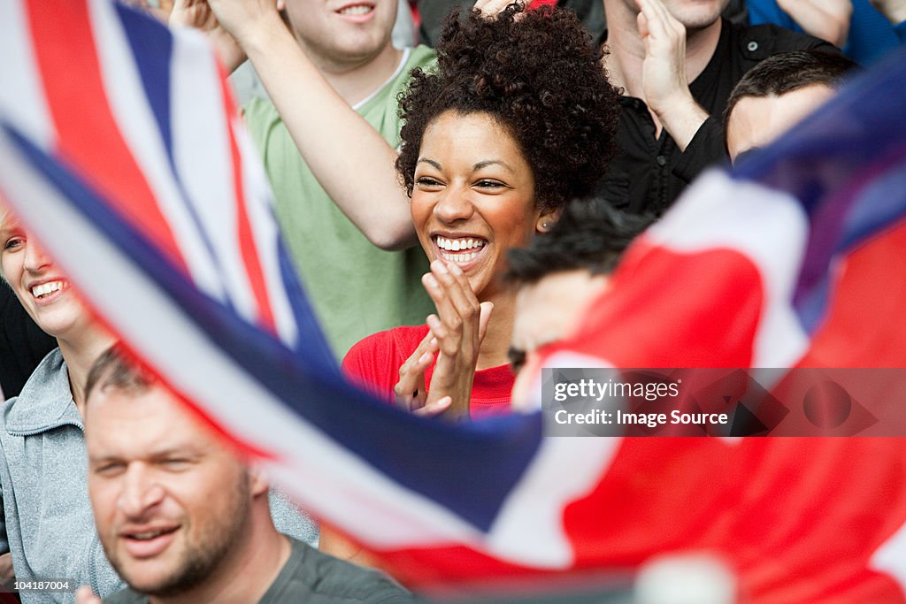 Seguidores con la bandera del Reino Unido
