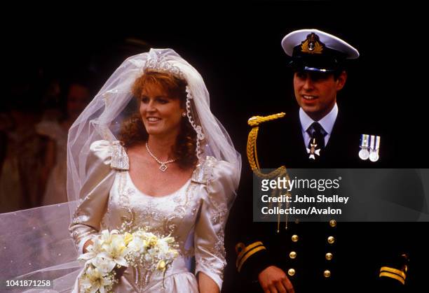The wedding of Prince Andrew, Duke of York, and Sarah Ferguson at Westminster Abbey, London, UK, 23rd July 1986.