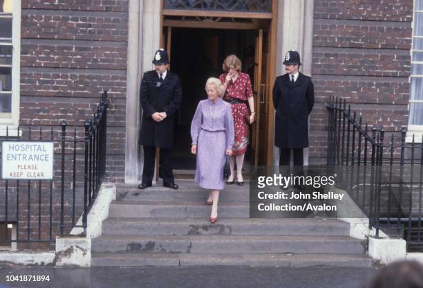 Frances Shand Kydd, mother of Princess Diana, and Lady Sarah McCorquodale, sister of Diana, leave St Mary's Hospital after visiting the newborn baby,...
