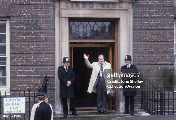 Johnnie Spencer, 8th Earl Spencer, father of Princess Diana, leaves St Mary's Hospital after visiting his newborn grandson, William Arthur Philip...
