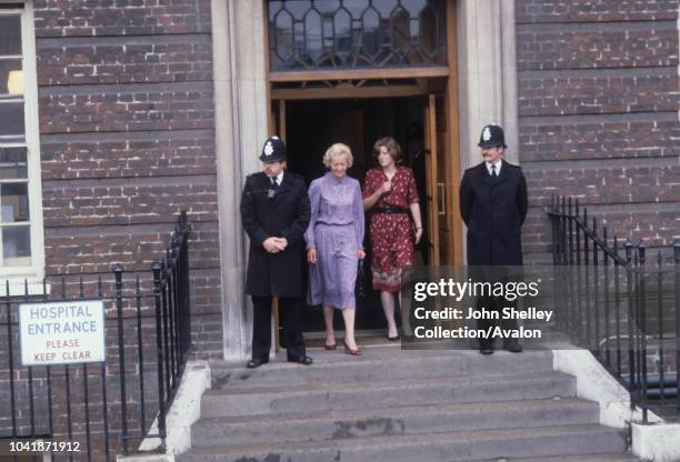 Frances Shand Kydd, mother of Princess Diana, and Lady Sarah McCorquodale, sister of Diana, leave St Mary's Hospital after visiting the newborn baby,...