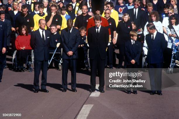 The public funeral of Diana, Princess of Wales, London, UK, 6th September 1997, Prince Philip, Duke of Edinburgh, Prince Charles, Prince of Wales,...