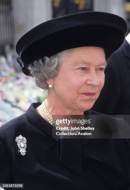 The public funeral of Diana, Princess of Wales, London, UK, 6th September 1997, Queen Elizabeth II, 6th September 1997.