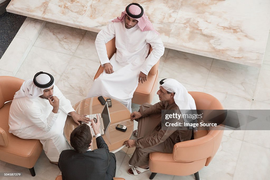 High angle view of businessmen having a meeting