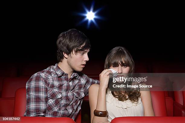 Both Crying 16 Young Couple In The Movie Theater Woman Crying Stock Photos, High ...