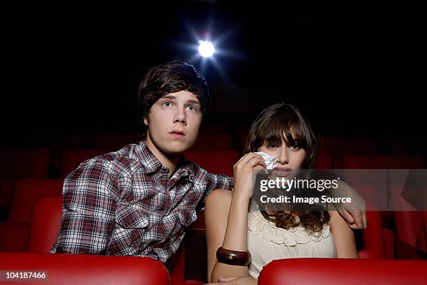 Both Crying 16 Young Couple In The Movie Theater Woman Crying Stock Photos, High ...