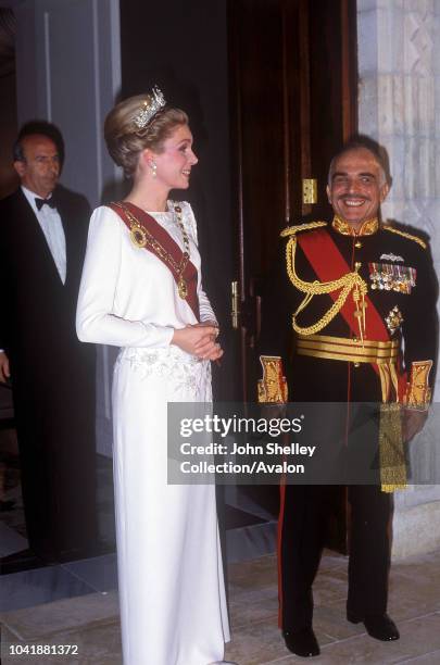 Queen Elizabeth II, State visit to Jordan, King Hussein of Jordan and Queen Noor of Jordan, 27th March 1984.