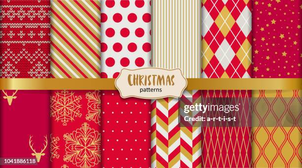 christmas patterns - fabric swatch stock illustrations