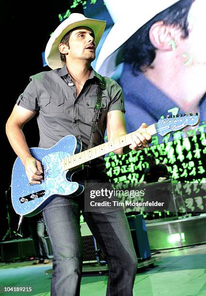 Brad Paisley performs part of his H2O Tour at Shoreline Amphitheatre on September 15, 2010 in Mountain View, California.