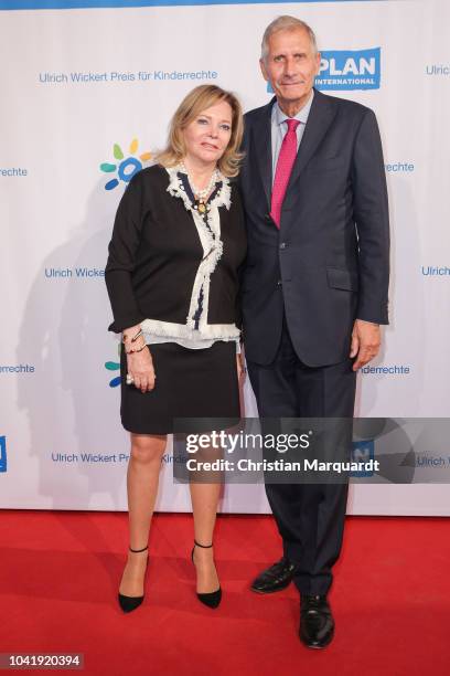 Eva Scholl-Latour and Ulrich Wickert attend the Ulrich Wickert and Peter Scholl-Latour award at Bar jeder Vernunft on September 27, 2018 in Berlin,...