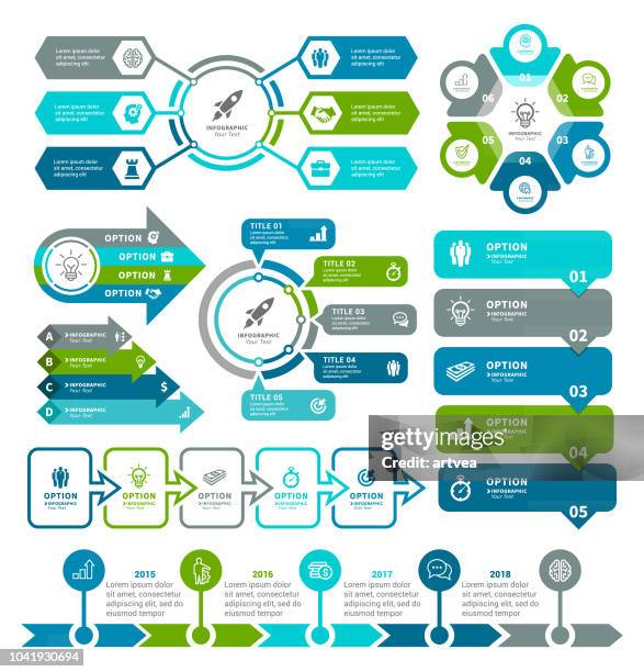 business diagrams and infographic elements - process arrow infographic stock illustrations