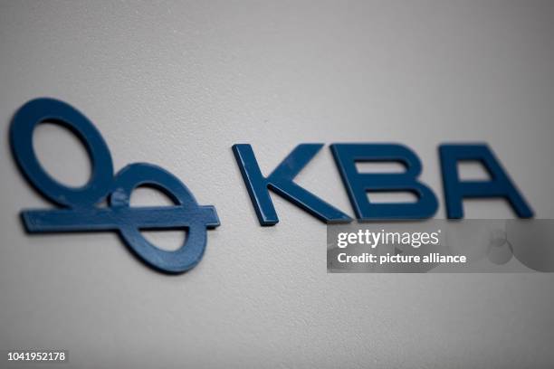 On a digital printer the logo of the printing press manufacturer Koenig & Bauer can be seen at the factory in Wuerzburg, Germany, 04 November 2016....