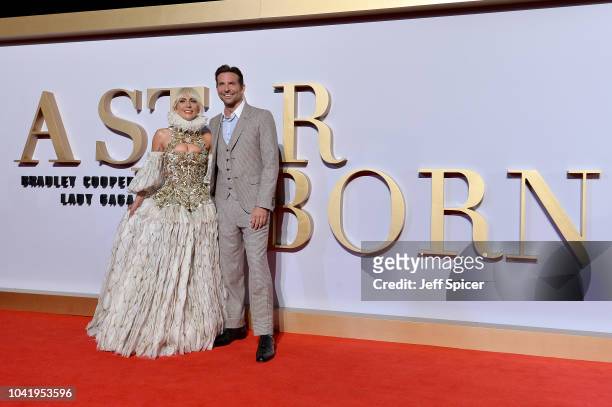 Lady Gaga and Bradley Cooper at 'A Star Is Born' UK Premiere at Vue West End on September 27, 2018 in London, England.