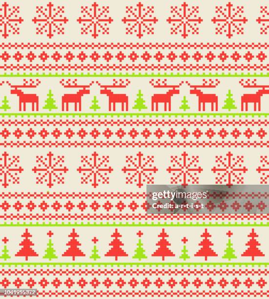 christmas pattern - jersey fabric stock illustrations