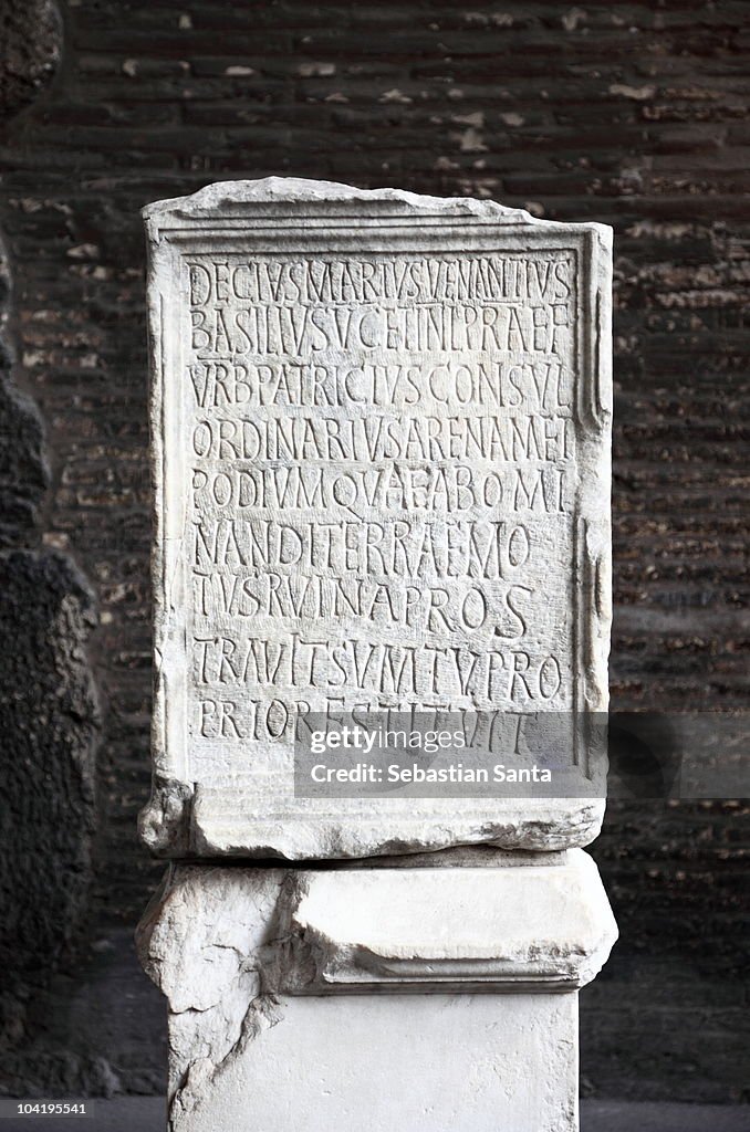 Marble Tablet Marble Tablet From Inside The Colosseum High-Res Stock Photo - Getty Images