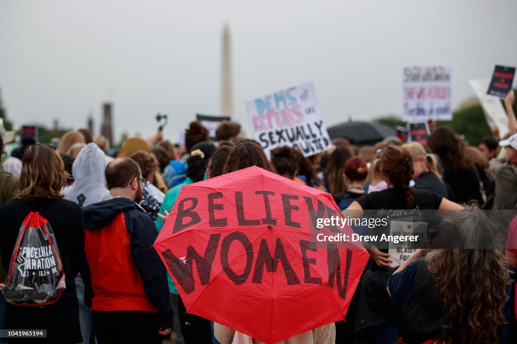 Protesters Demonstrate Against Supreme Court Nominee Brett Kavanaugh On Day Of Hearing With His Accuser Dr. Christine Blasey Ford