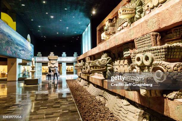 The reproduction of a Pyramid of the Feathered Serpent in the National Museum of Anthropology.