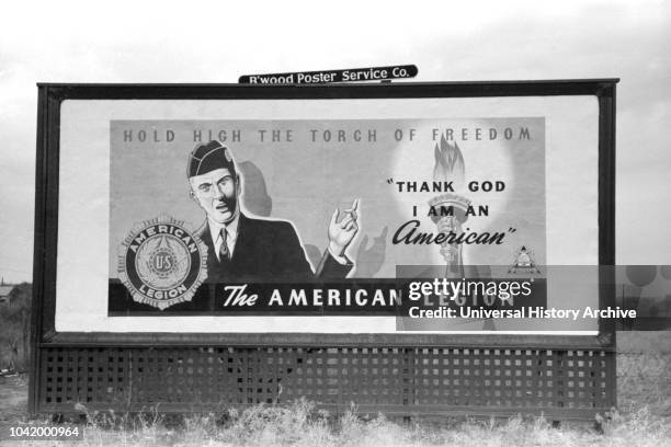 American Legion Billboard, Brownwood, Texas, USA, Russell Lee, Farm Security Administration, November 1939.