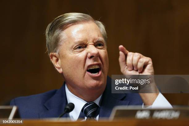Senator Lindsey Graham speaks at the Senate Judiciary Committee hearing on the nomination of Brett Kavanaugh to be an associate justice of the...