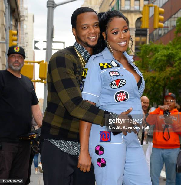 Singer Remy Ma and Papoose are seen leaving Aol Live in Soho on September 27, 2018 in New York City.