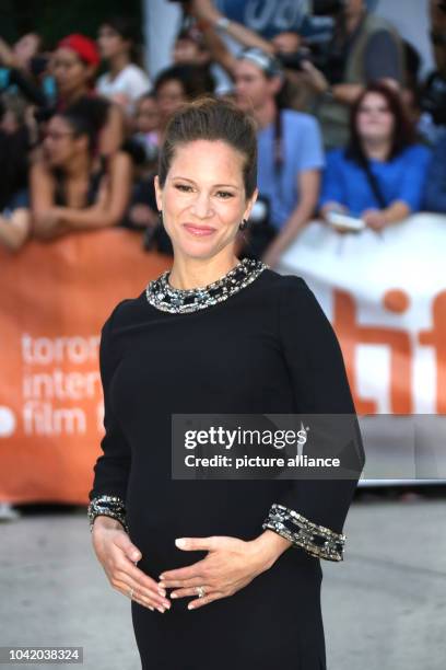 Pregnant US producer Susan Downey attends the premiere of the movie 'The Judge' during the 39th annual Toronto International Film Festival , in...