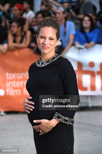 Pregnant US producer Susan Downey attends the premiere of the movie 'The Judge' during the 39th annual Toronto International Film Festival , in...