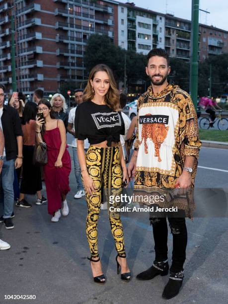 Nabilla Benattia and Thomas Vergara is seen during Milan Fashion Week Spring/Summer 2019 on September 21, 2018 in Milan, Italy.