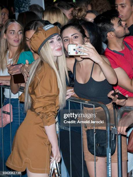 Sabrina Carpenter is seen during Milan Fashion Week Spring/Summer 2019 on September 21, 2018 in Milan, Italy.