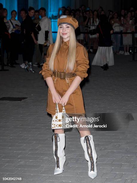 Sabrina Carpenter is seen during Milan Fashion Week Spring/Summer 2019 on September 21, 2018 in Milan, Italy.