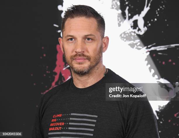 Tom Hardy attends the photo call for Columbia Pictures' "Venom" at Four Seasons Hotel Los Angeles at Beverly Hills on September 27, 2018 in Los...