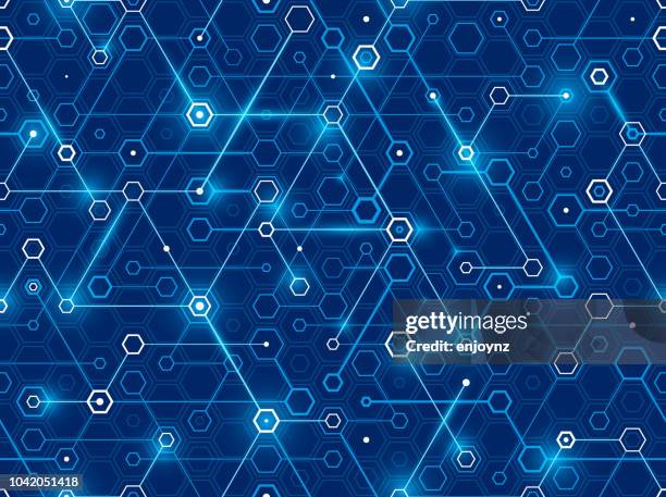 connected network background - hexagon network stock illustrations