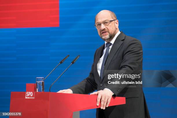 Kanzlerkandidat Martin Schulz bei der Vorstellung der Nationalen Bildungsallianz im Berliner Willy_Brandt_Haus