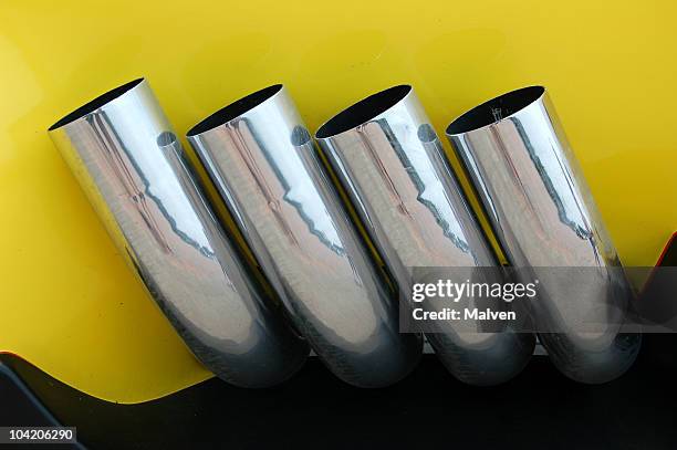 quad chrome - exhaust pipe stock pictures, royalty-free photos & images