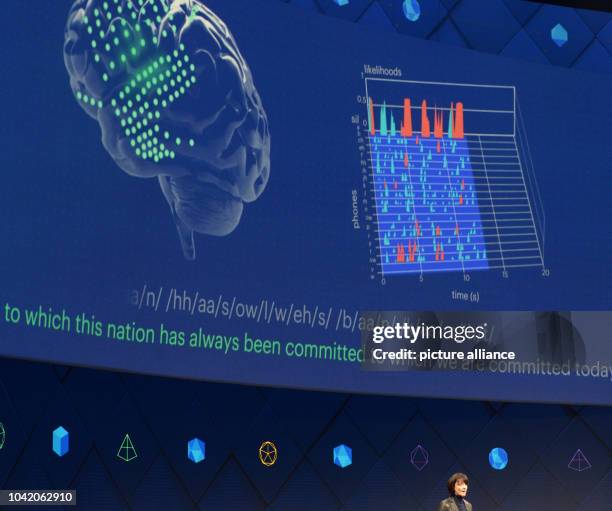 Facebook executive Regina Dugan presents a project that would allow people to type in - with the help of sensors - words diretly from their brains...