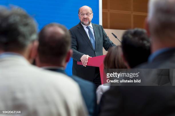 Kanzlerkandidat Martin Schulz bei der Vorstellung der Nationalen Bildungsallianz im Berliner Willy_Brandt_Haus